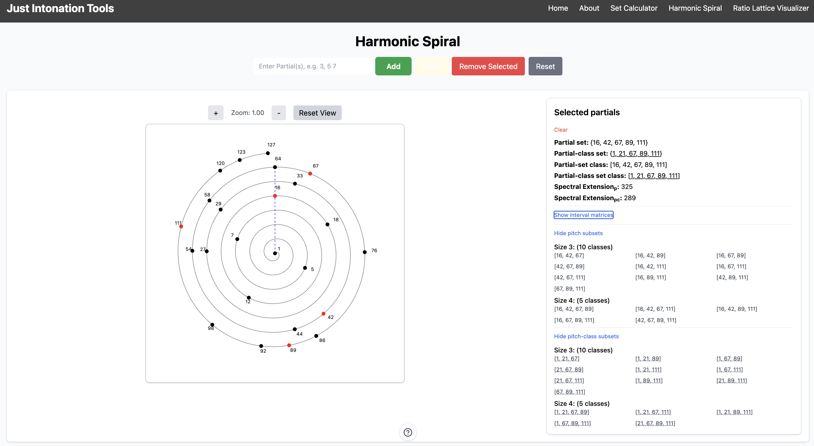 Harmonic spiral visualizer